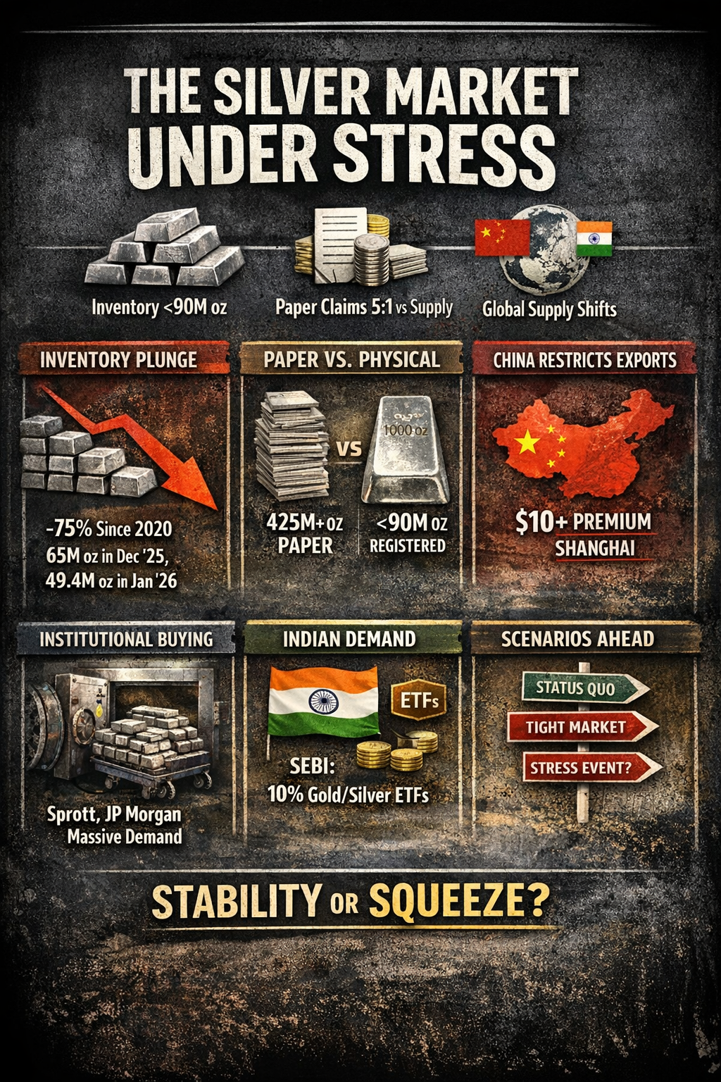 Silver market stress chart — March 19, 2026